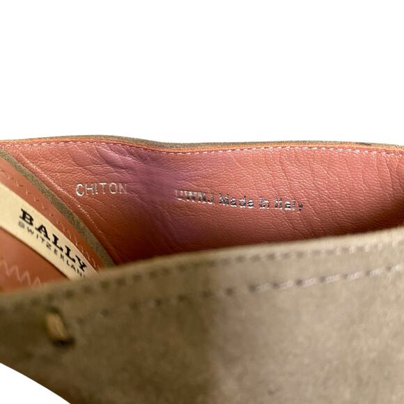 Bally Chiton Suede Cork Heeled Mules Fit Sz 6.5 Taupe Open Toe New w/ Small Flaw - Picture 8 of 12